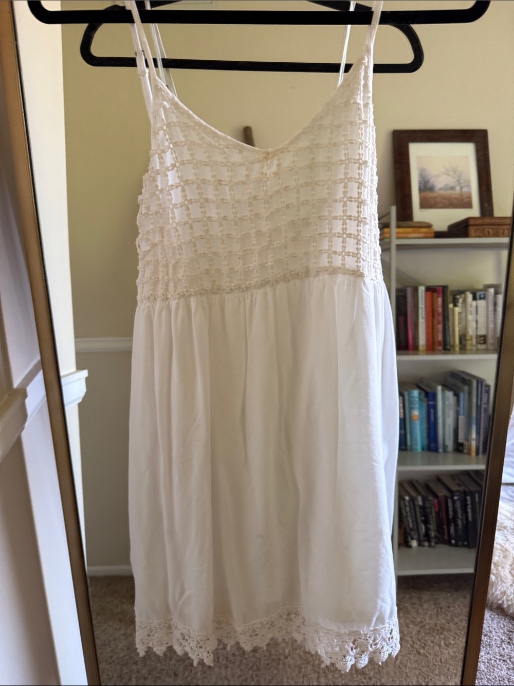 White Crochet-Bodice Sundress - Women's Summer Dress